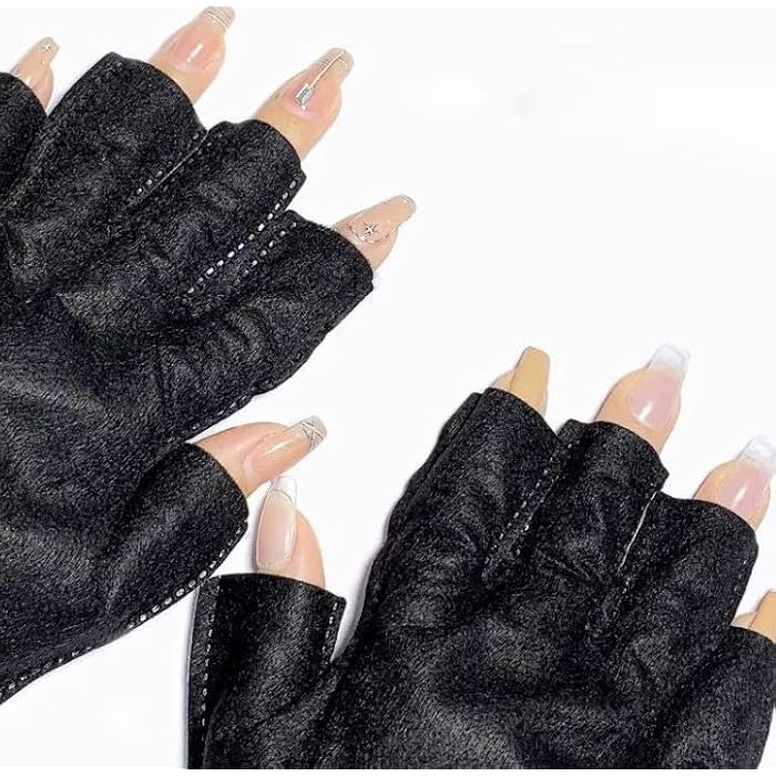 1 Pairs Shield Glove Gel Manicures Glove Anti UV Fingerless - Protect Hands from UV Light Lamp Manicure Dryer - Image 1